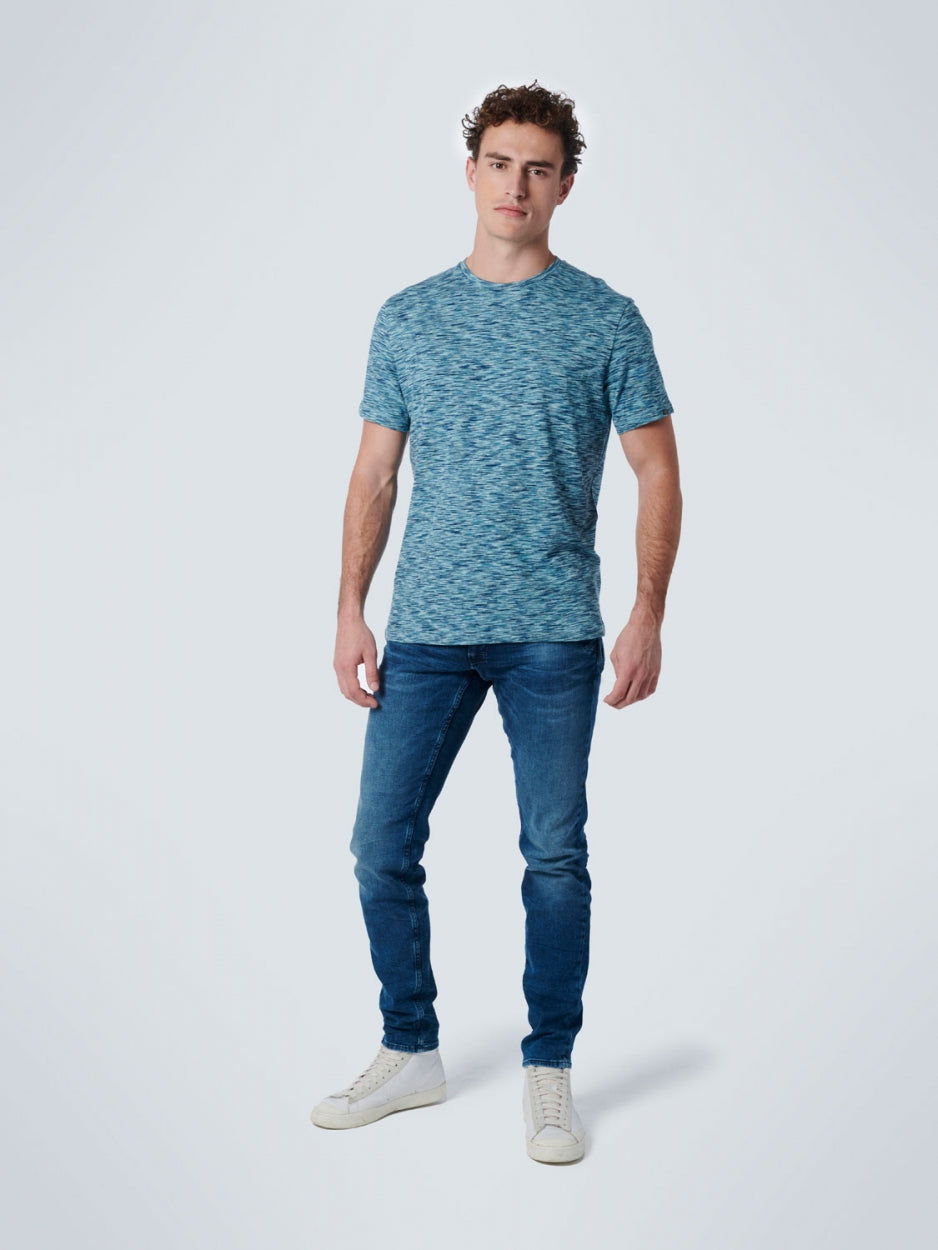 T-Shirt Crewneck Multi Coloured Yarn Dyed Melange | Light Aqua