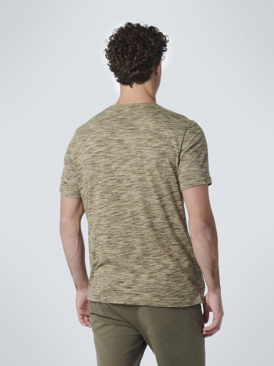 T-Shirt Crewneck Multi Coloured Yarn Dyed Melange | Smoke Green