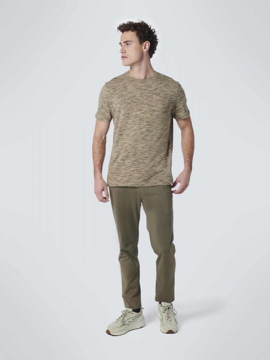 T-Shirt Crewneck Multi Coloured Yarn Dyed Melange | Smoke Green