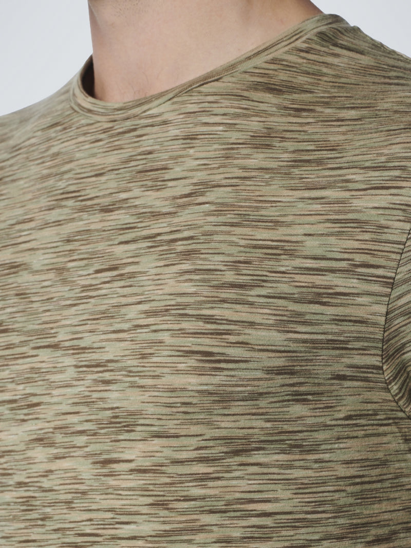 T-Shirt Crewneck Multi Coloured Yarn Dyed Melange | Smoke Green