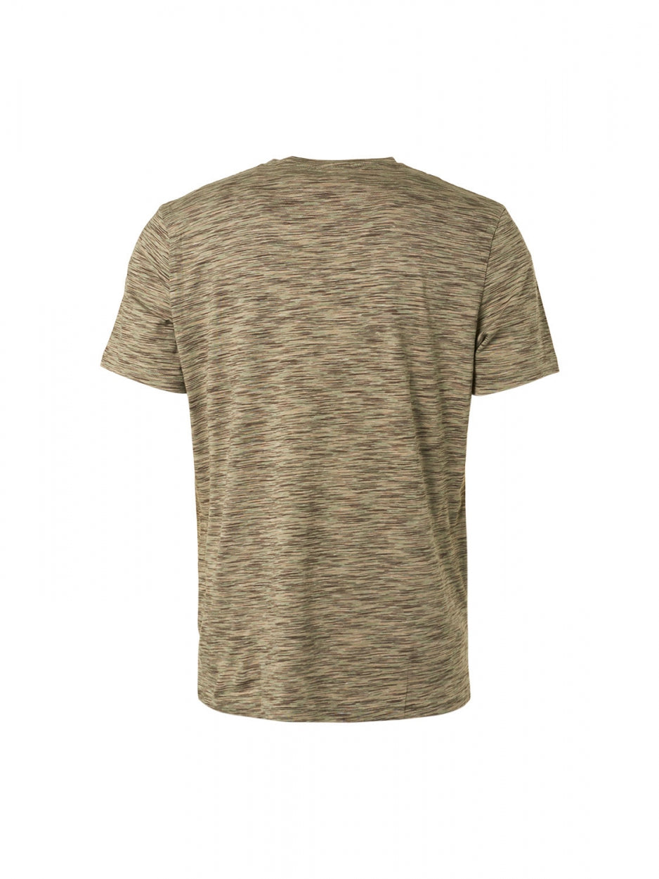 T-Shirt Crewneck Multi Coloured Yarn Dyed Melange | Smoke Green