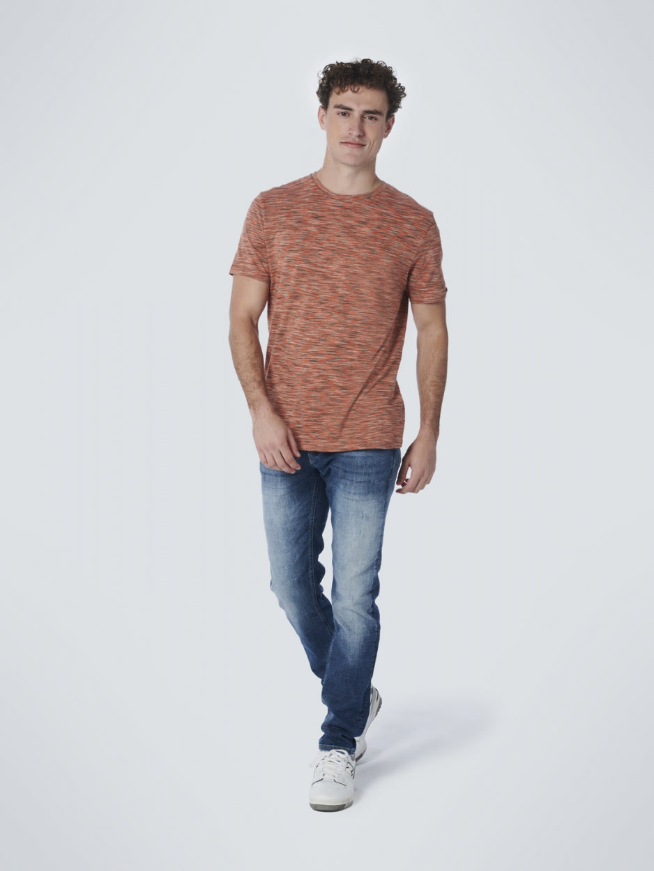 T-Shirt Crewneck Multi Coloured Yarn Dyed Melange | Papaya