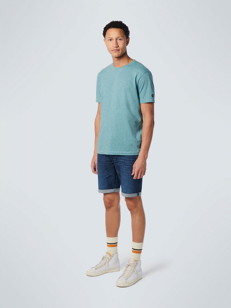 T-Shirt Crewneck 2 Coloured Stripes | Light Aqua