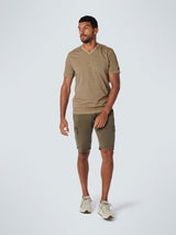 T-Shirt V-Neck 2 Coloured Stripes Garment Dyed | Sand