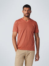 T-Shirt V-Neck 2 Coloured Stripes Garment Dyed | Papaya