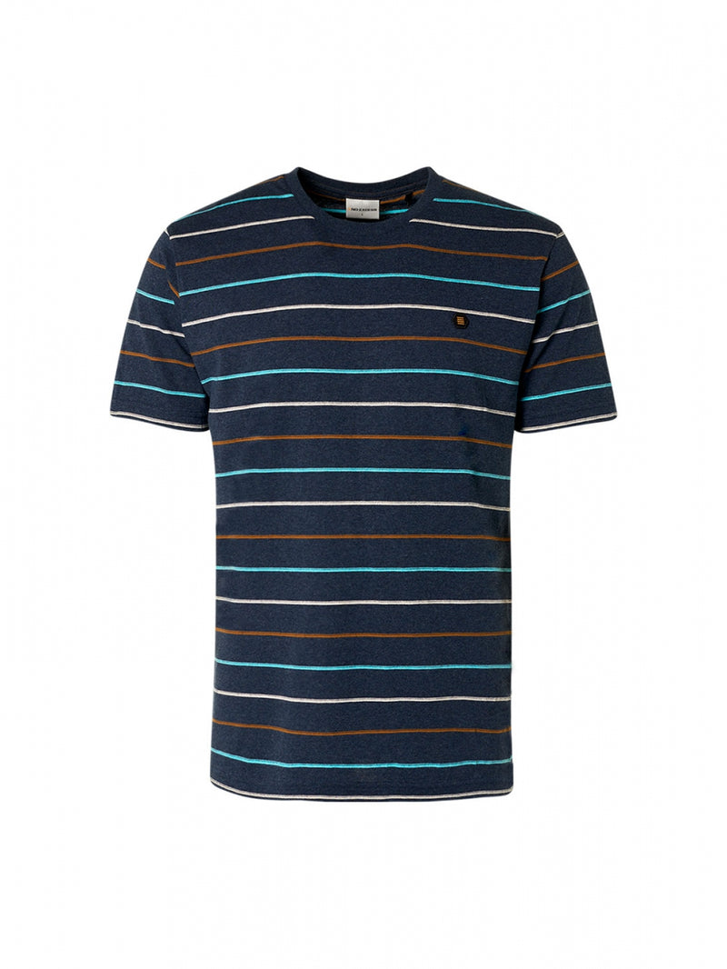 T-Shirt Crewneck Melange Multi Coloured Stripes | Night