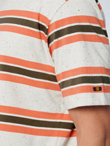 T-Shirt Crewneck Multi Coloured Melange Stripes | Papaya