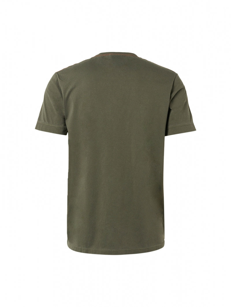 T-Shirt Crewneck Print Garment Dyed | Army