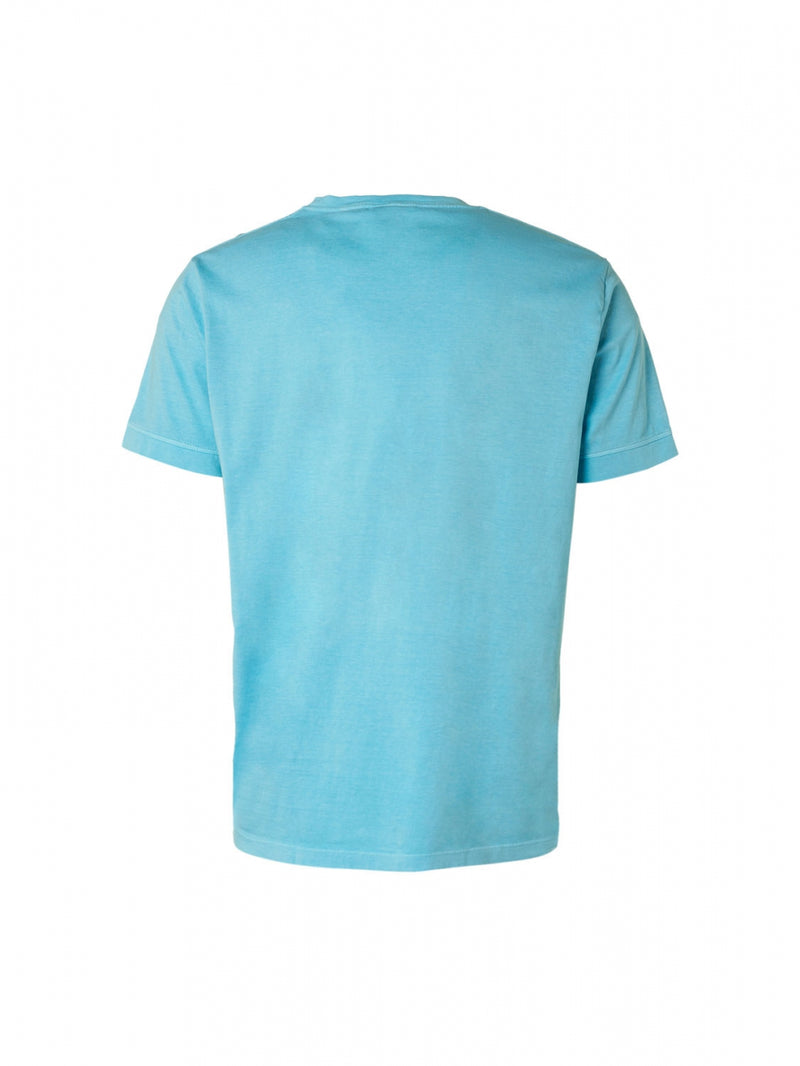 T-Shirt Crewneck Print Garment Dyed | Light Aqua