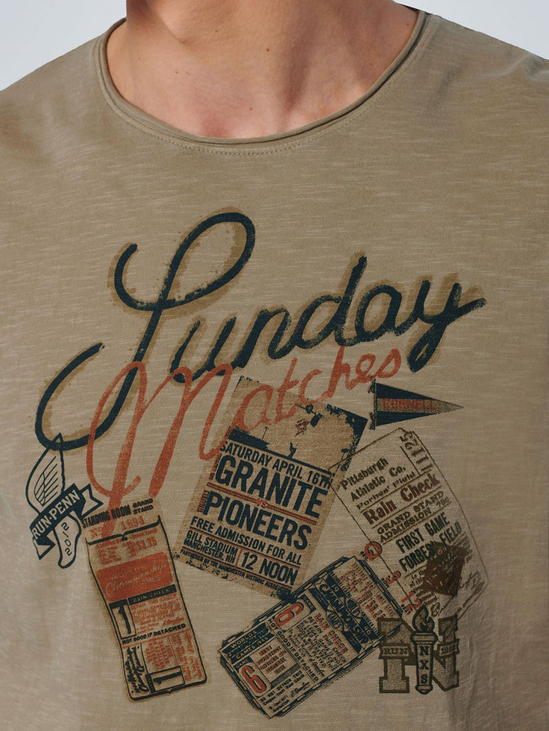 T-Shirt Crewneck Print Garment Dyed | Sand