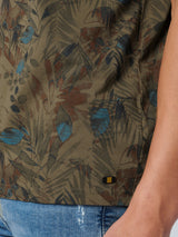 T-Shirt Crewneck Allover Printed Garment Dyed | Army