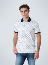 Polo Pique Allover Printed Stretch | White