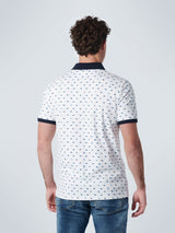 Polo Pique Allover Printed Stretch | White