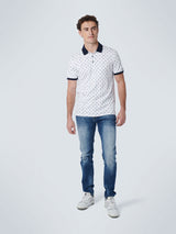 Polo Pique Allover Printed Stretch | White