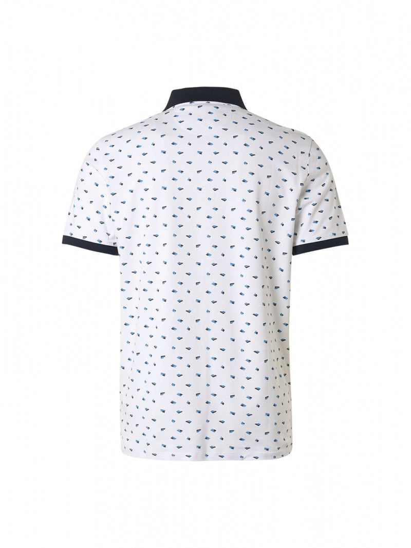 Polo Pique Allover Printed Stretch | White