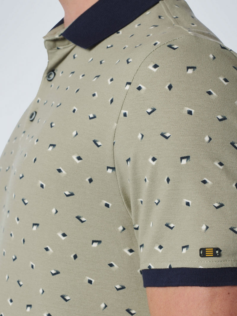 Polo Pique Allover Printed Stretch | Smoke Green