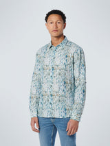 Shirt Allover Printed With Linen | Light Aqua