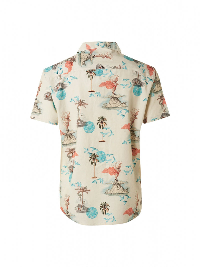 Shirt Short Sleeve Resort Collar Allover Printed  Cotton | Offwhite