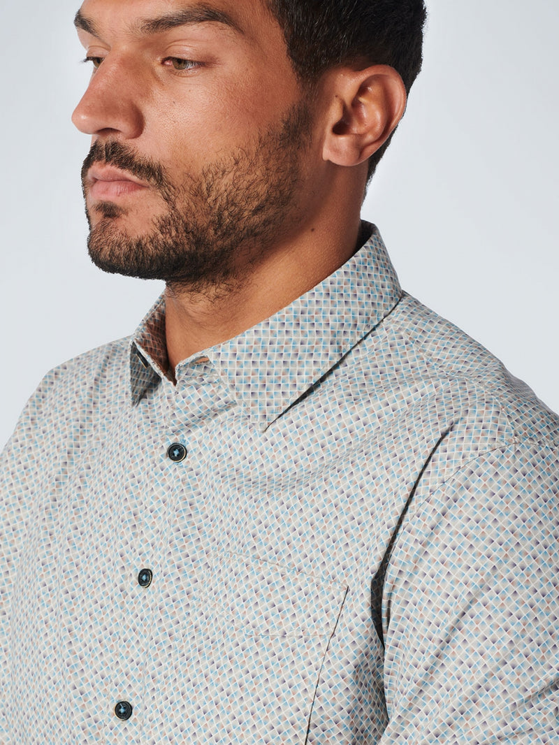Shirt Short Sleeve Allover Printed Stretch | Light Aqua