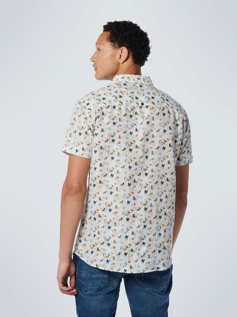 Shirt Short Sleeve Allover Printed With Linen | Papaya