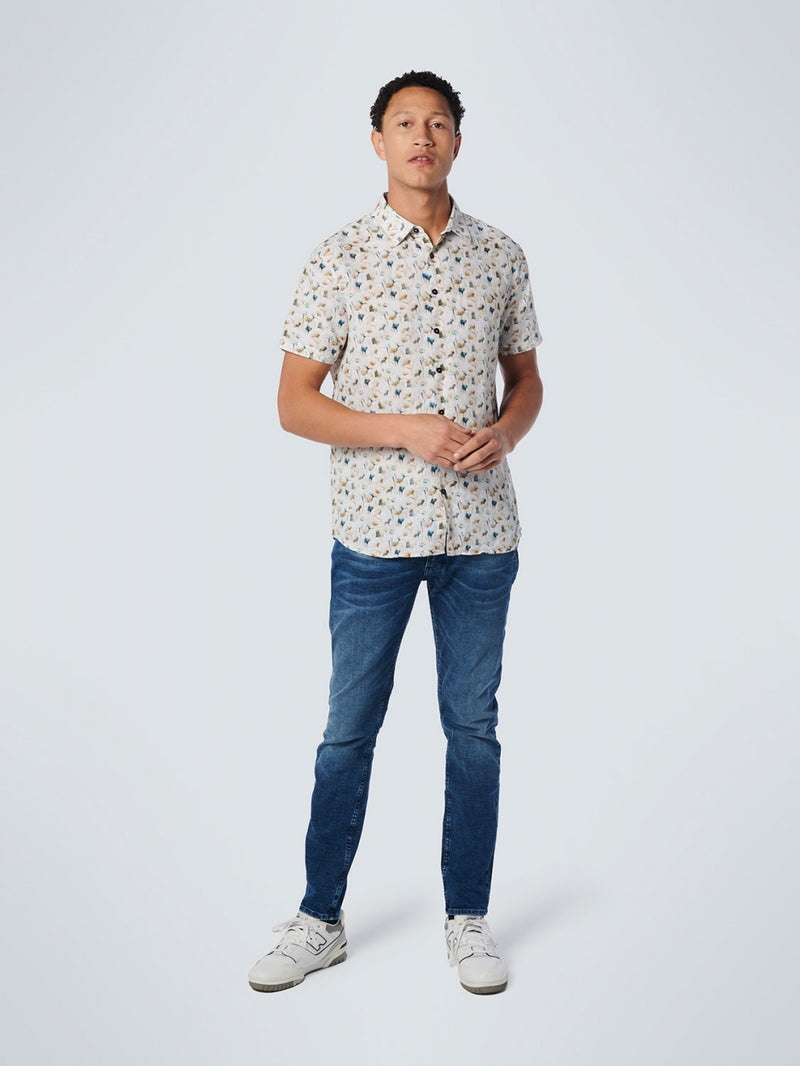 Shirt Short Sleeve Allover Printed With Linen | Papaya