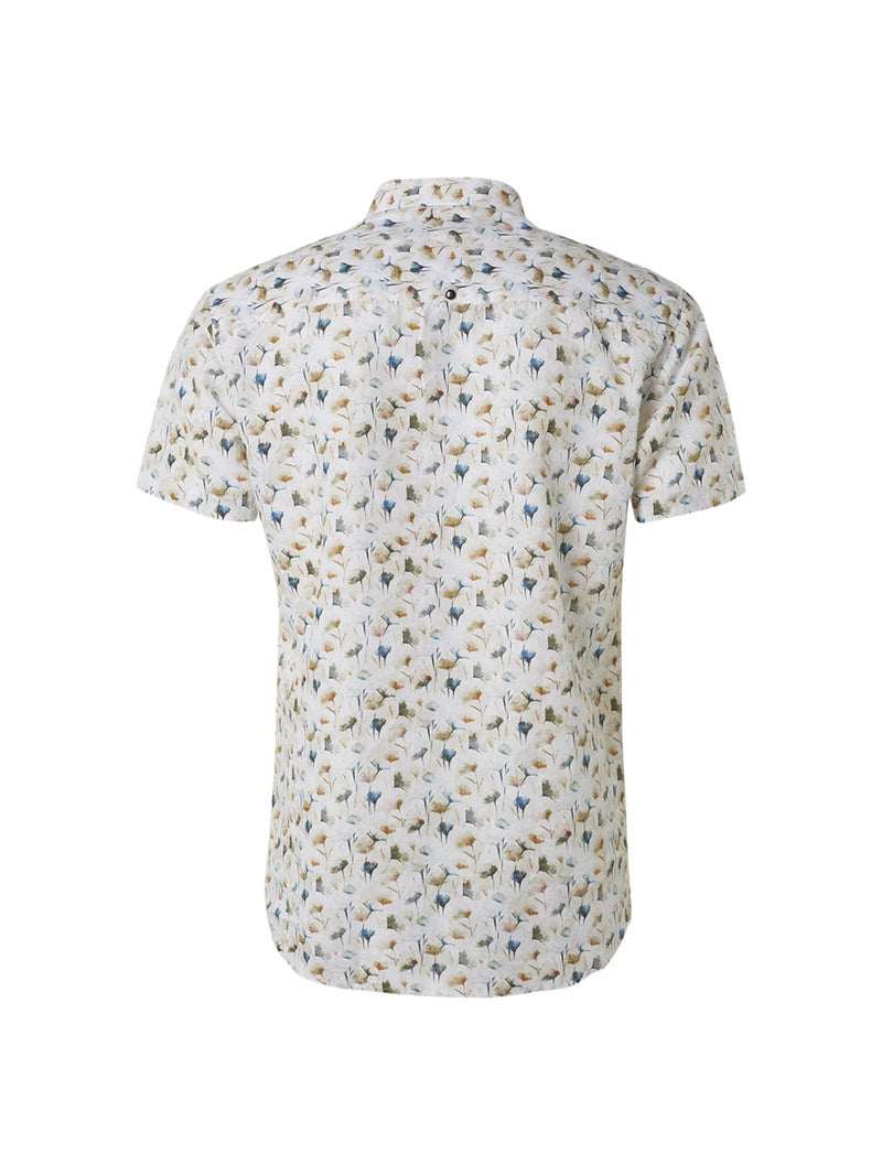 Shirt Short Sleeve Allover Printed With Linen | Papaya