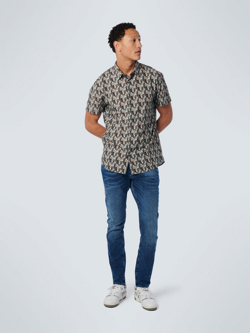 Shirt Short Sleeve Allover Printed | Light Aqua