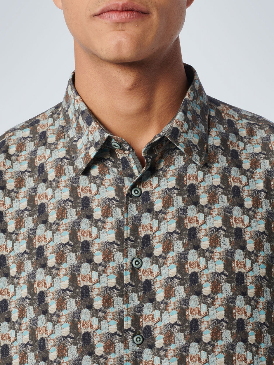 Shirt Short Sleeve Allover Printed | Light Aqua