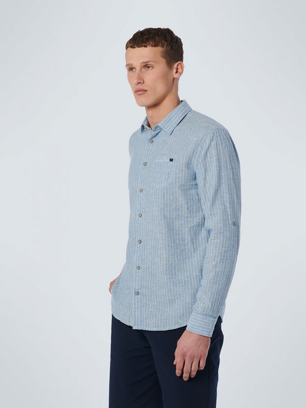 Shirt 2 Colour Stripe With Linen | Blue