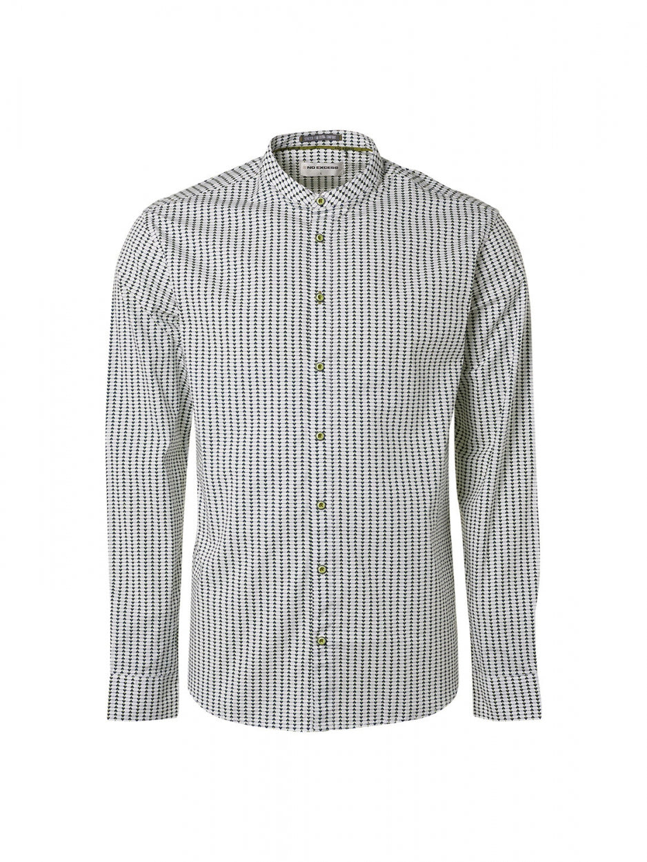 Shirt Granddad Allover Printed Stretch | Light Green
