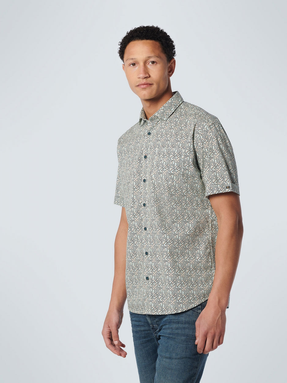 Shirt Short Sleeve Allover Printed Stretch | Light Aqua