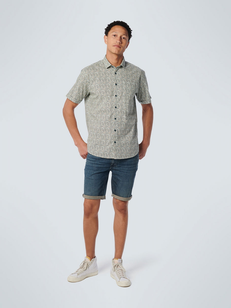 Shirt Short Sleeve Allover Printed Stretch | Light Aqua