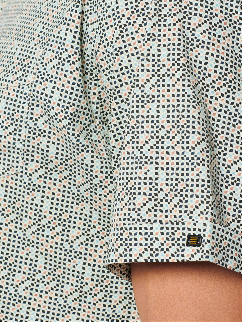 Shirt Short Sleeve Allover Printed Stretch | Light Aqua
