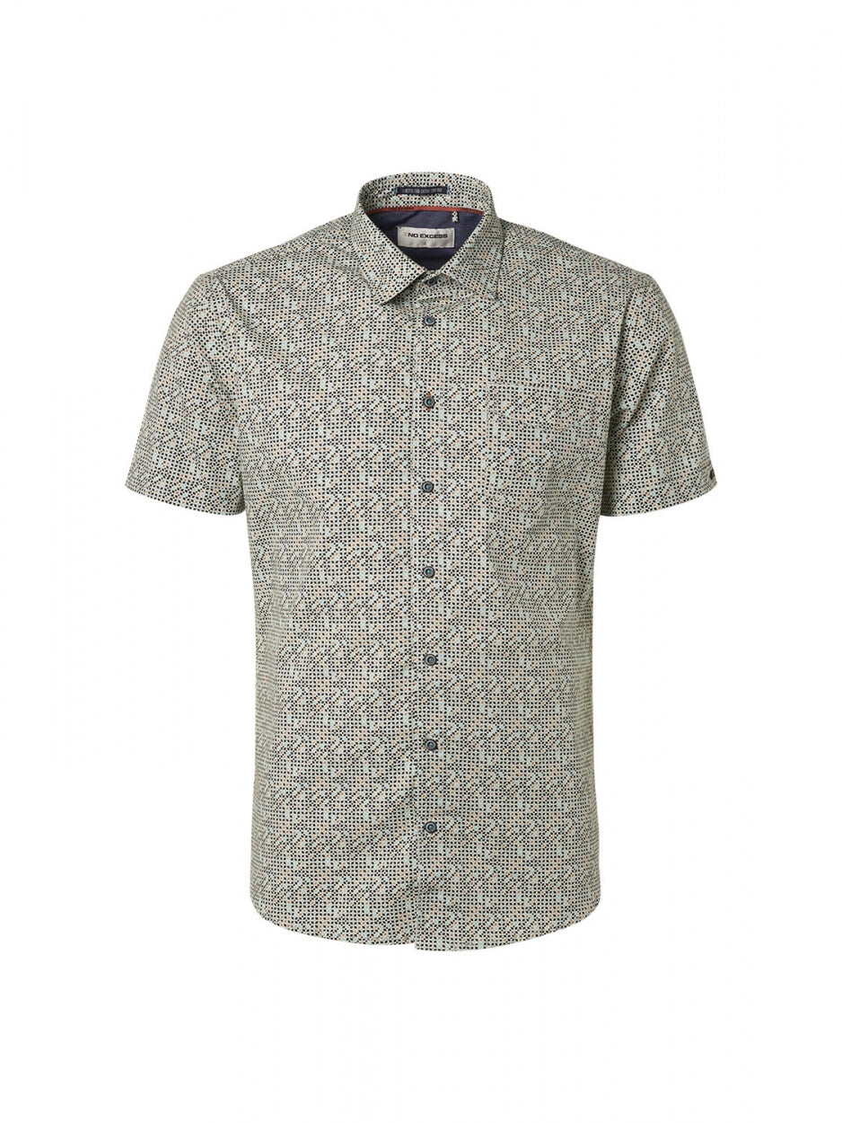 Shirt Short Sleeve Allover Printed Stretch | Light Aqua