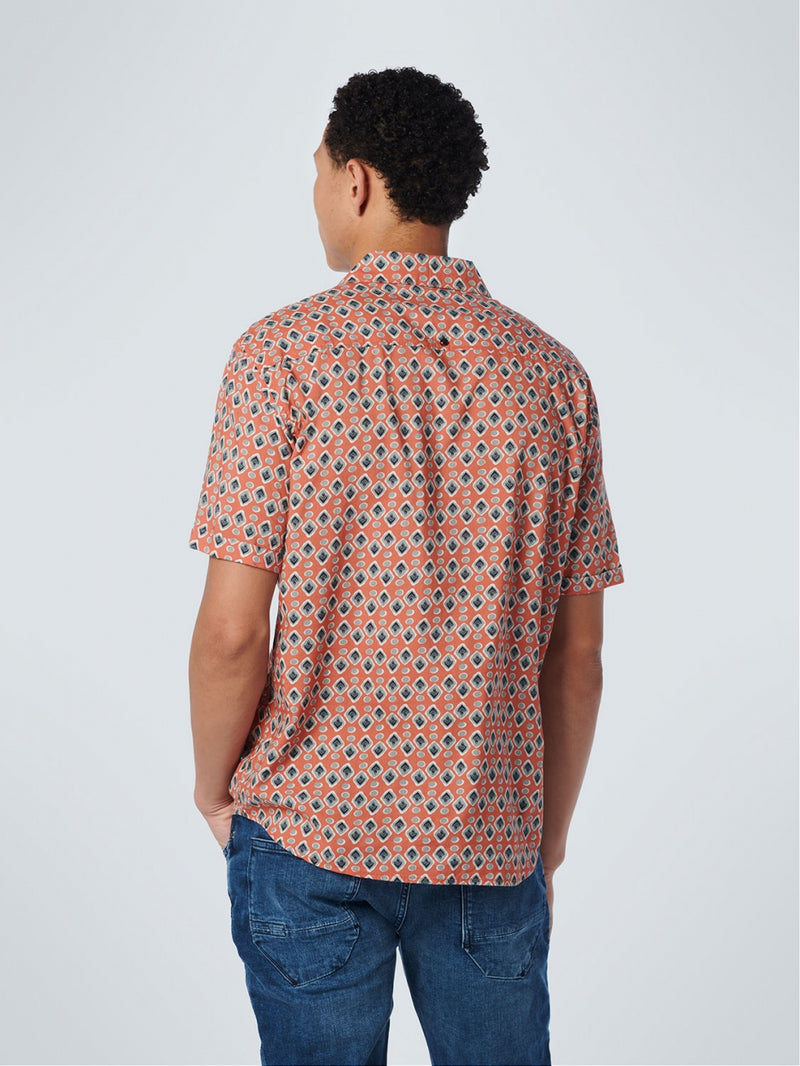 Shirt Short Sleeve Resort Collar Allover Printed | Papaya