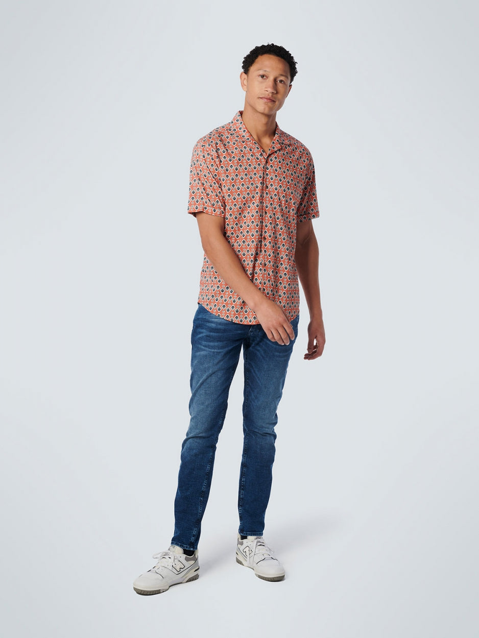 Shirt Short Sleeve Resort Collar Allover Printed | Papaya