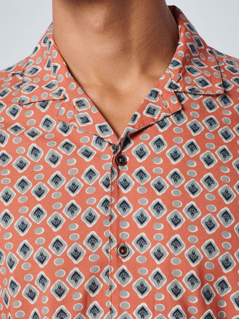 Shirt Short Sleeve Resort Collar Allover Printed | Papaya