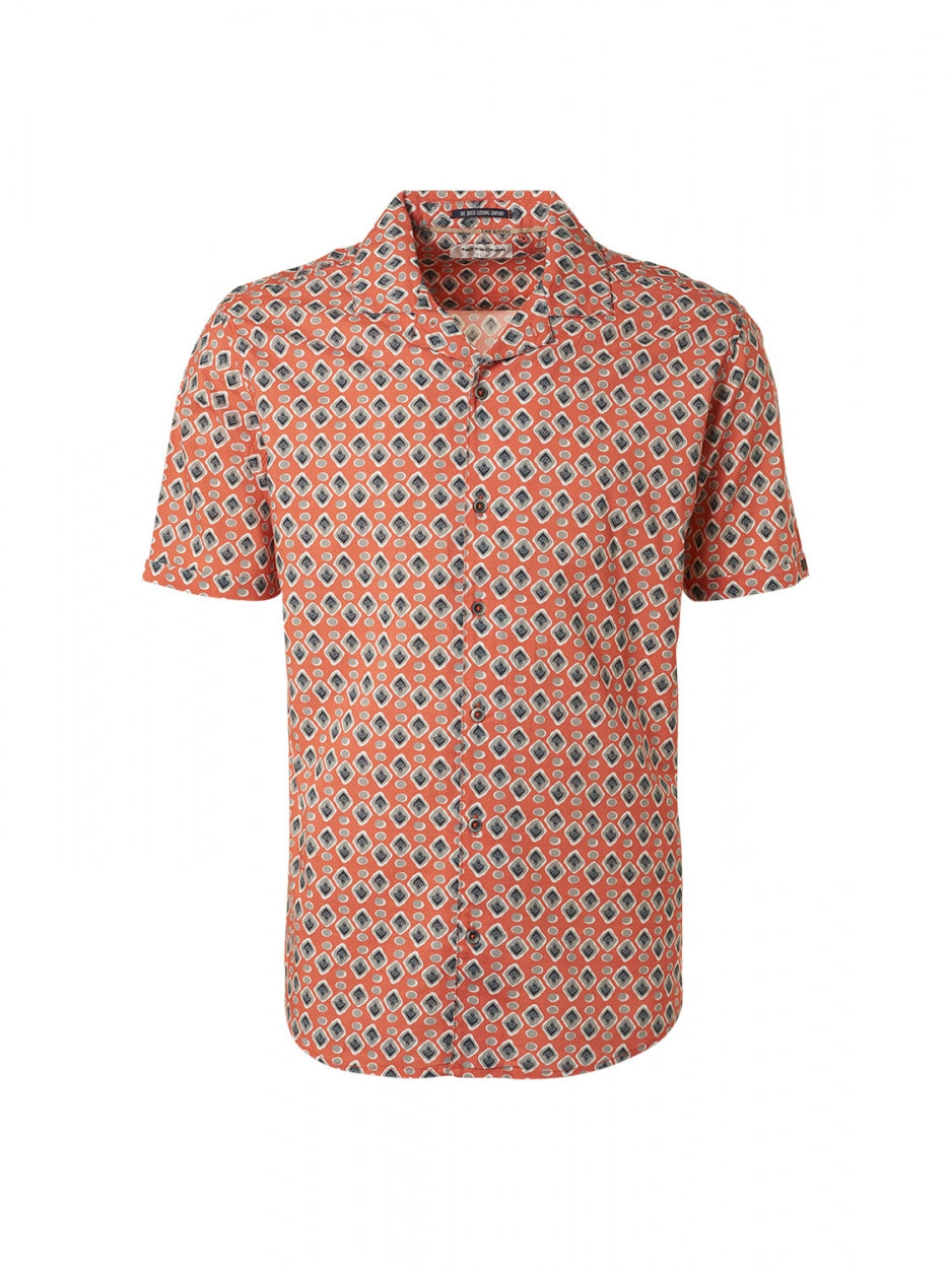 Shirt Short Sleeve Resort Collar Allover Printed | Papaya