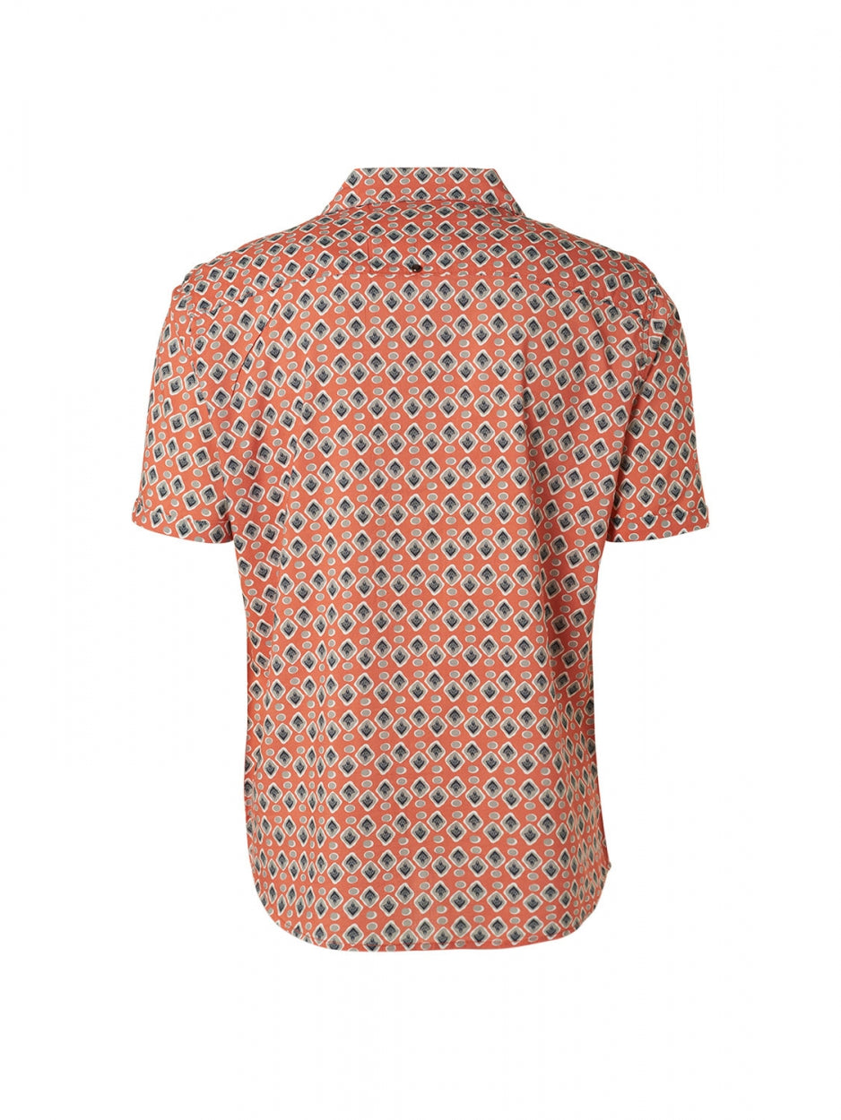 Shirt Short Sleeve Resort Collar Allover Printed | Papaya