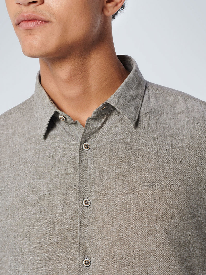 Shirt 2 Colour Melange With Linen | Army