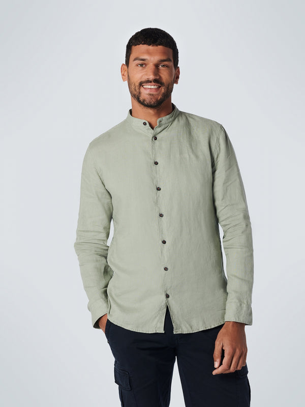 Shirt Granddad Linen Solid | Smoke Green