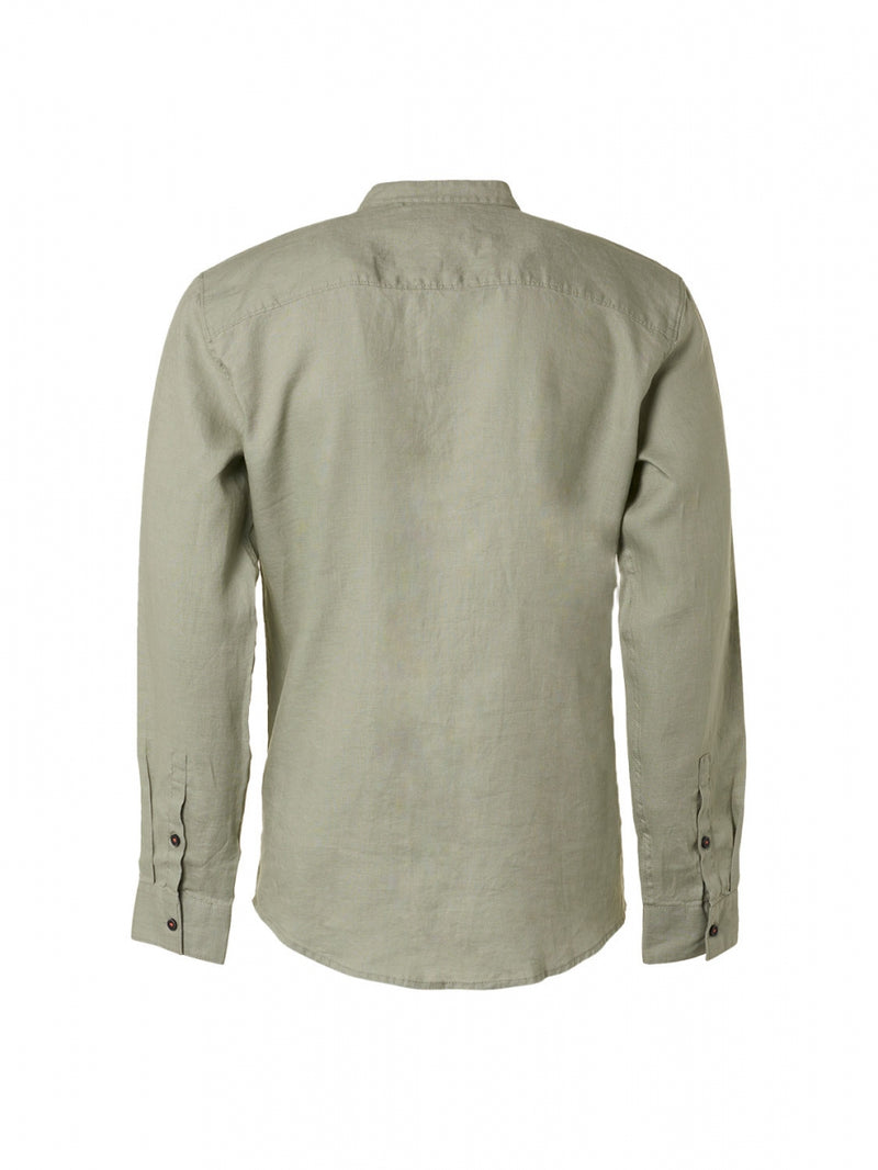 Shirt Granddad Linen Solid | Smoke Green
