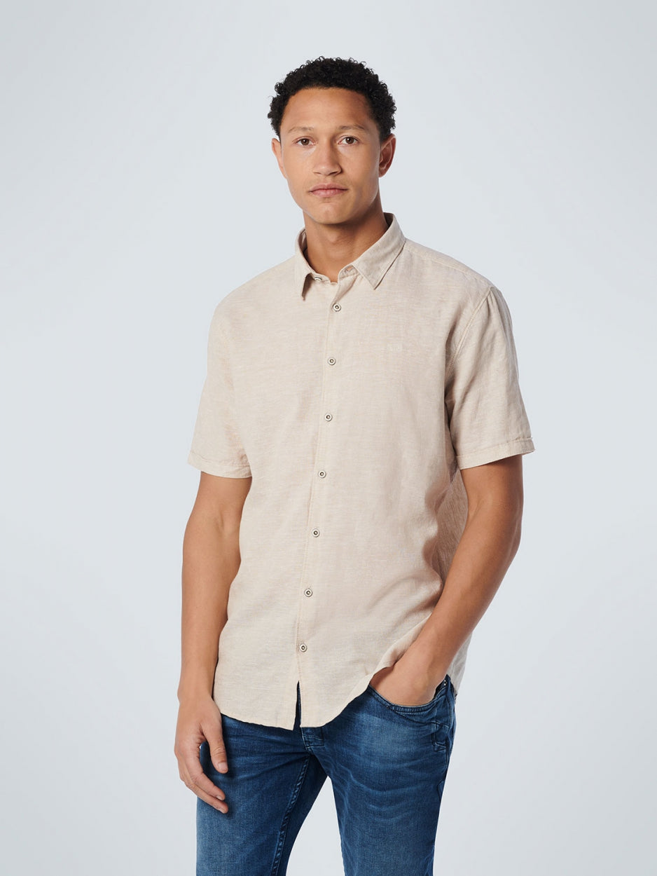 Shirt Short Sleeve 2 Colour Melange With Linen | Sand
