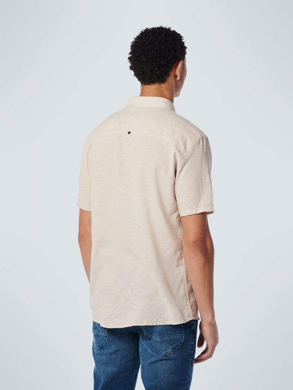 Shirt Short Sleeve 2 Colour Melange With Linen | Sand