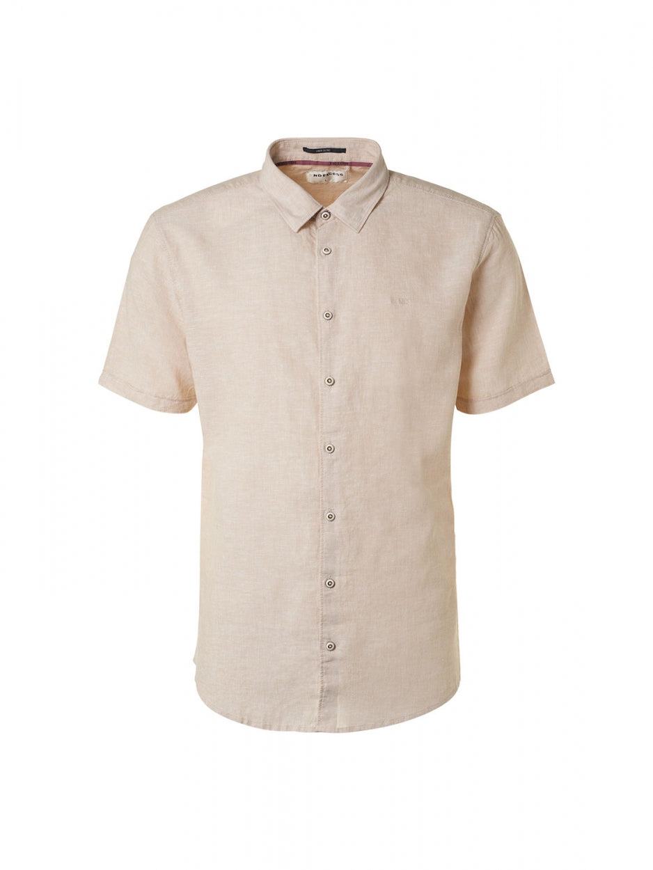 Shirt Short Sleeve 2 Colour Melange With Linen | Sand