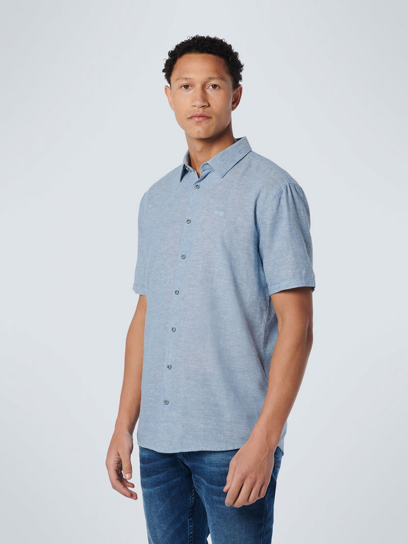 Shirt Short Sleeve 2 Colour Melange With Linen | Blue