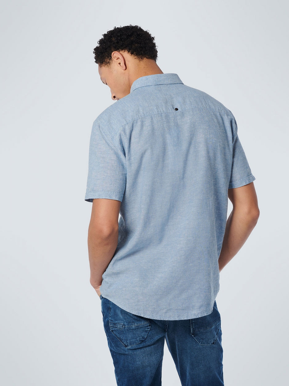 Shirt Short Sleeve 2 Colour Melange With Linen | Blue