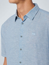 Shirt Short Sleeve 2 Colour Melange With Linen | Blue