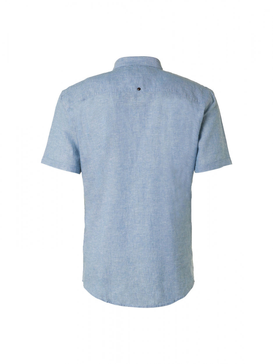Shirt Short Sleeve 2 Colour Melange With Linen | Blue