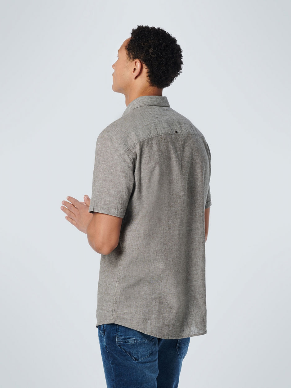 Shirt Short Sleeve 2 Colour Melange With Linen | Army